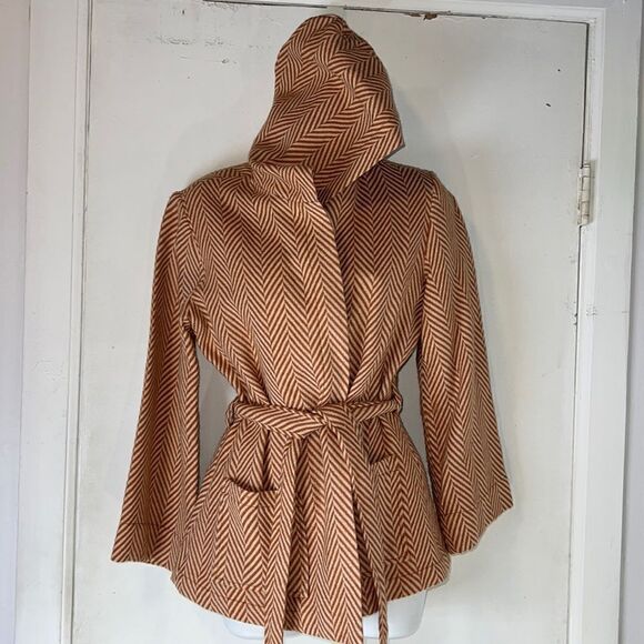 TUCKER FOR TARGET Hooded Wrap Jacket in Orange Herringbone-M - Picture 1 of 10